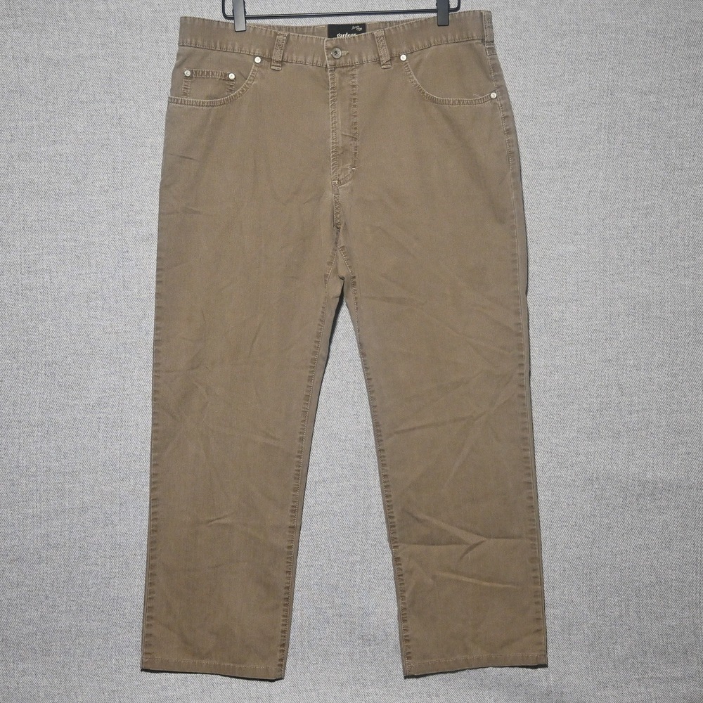 Gardeur Herringbone Trousers Mens Straight Leg 38R Taupe Brown
